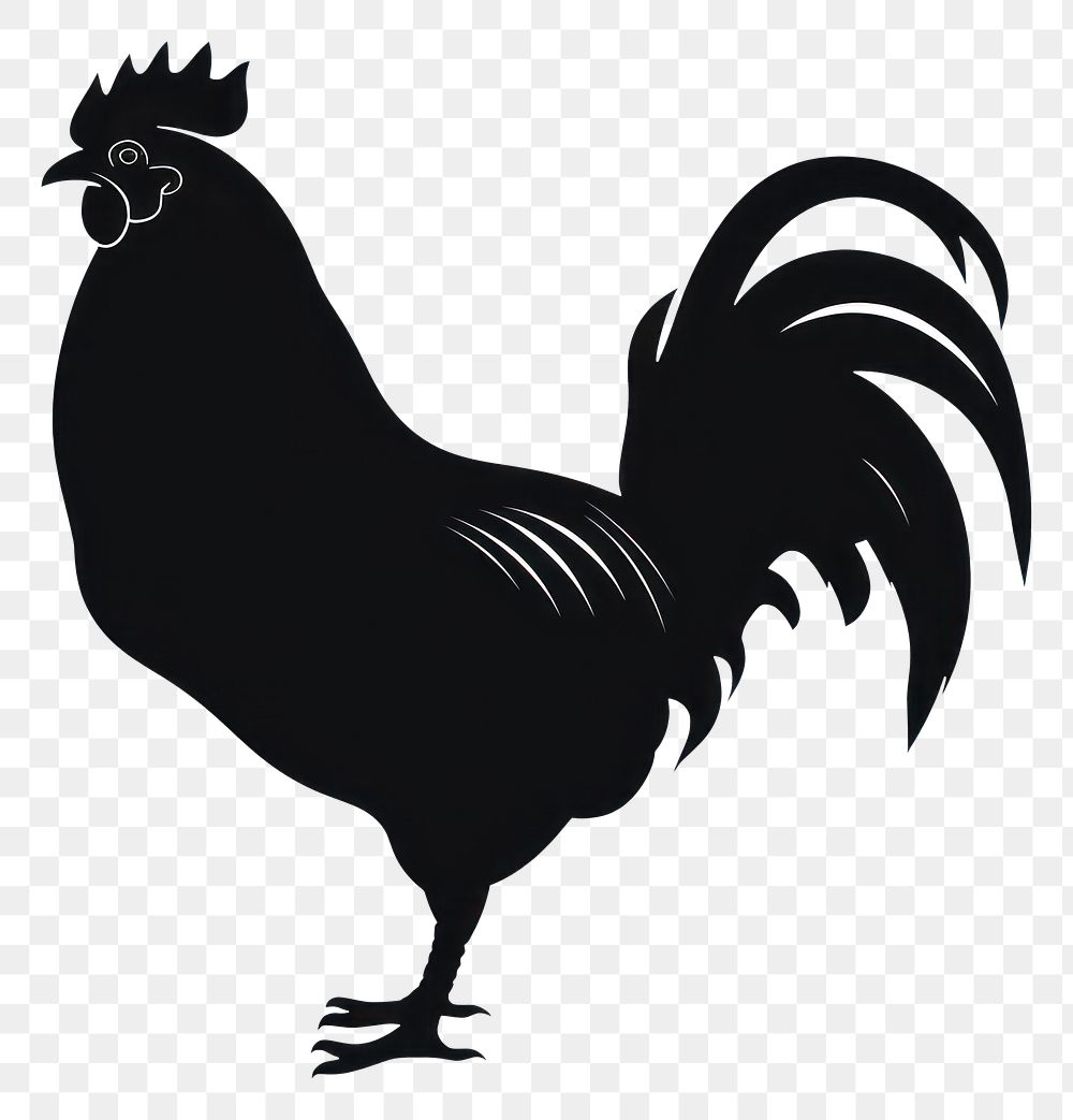 PNG Chicken silhouette poultry rooster animal.