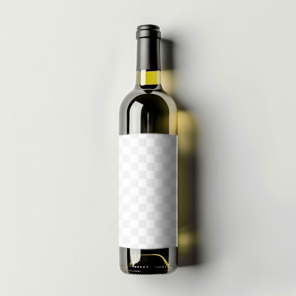 PNG Wine bottle label mockup, transparent design