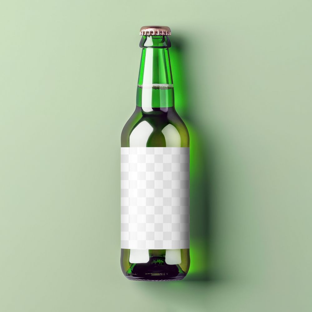 PNG Beer bottle label mockup, transparent design
