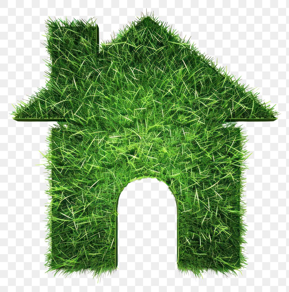 PNG House shape lawn symbol grass green.
