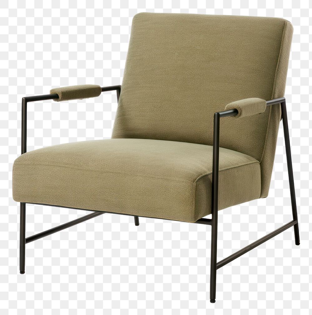 PNG A modern olive green linen armchair furniture.