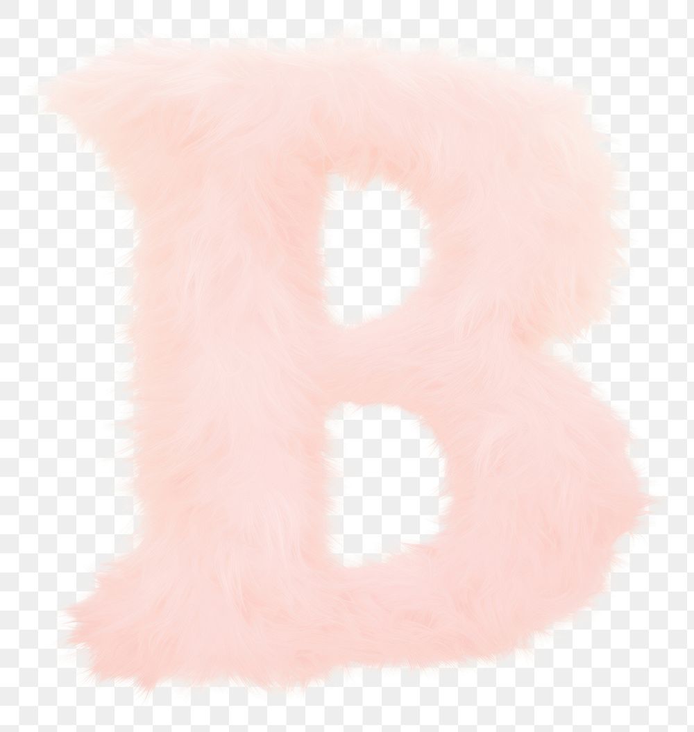PNG Fur letter B text pink white background.