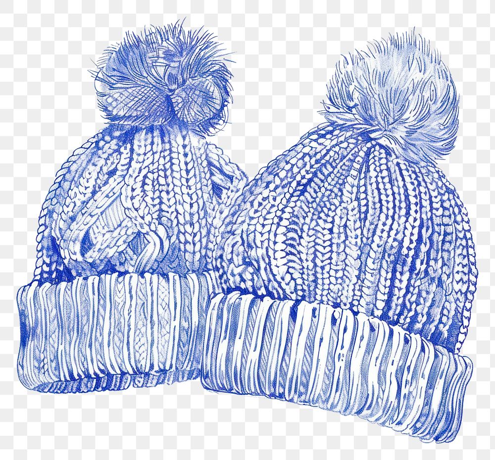 PNG Vintage drawing knitted hats clothing apparel beanie.