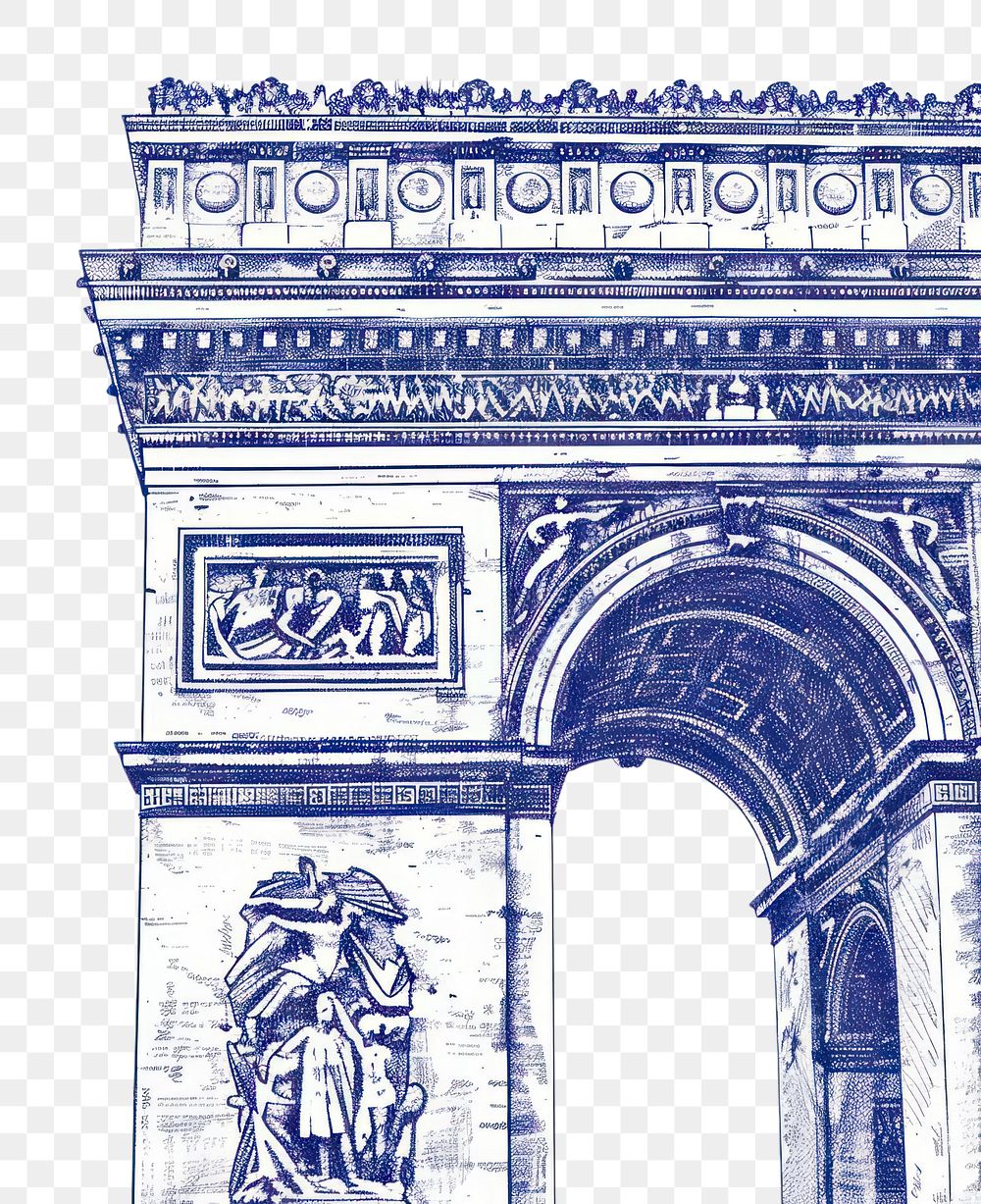 PNG Vintage drawing Arc de triomphe architecture landmark arched