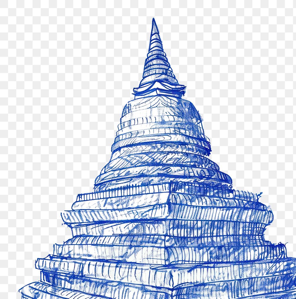 PNG Vintage drawing stupa illustrated outdoors nature.