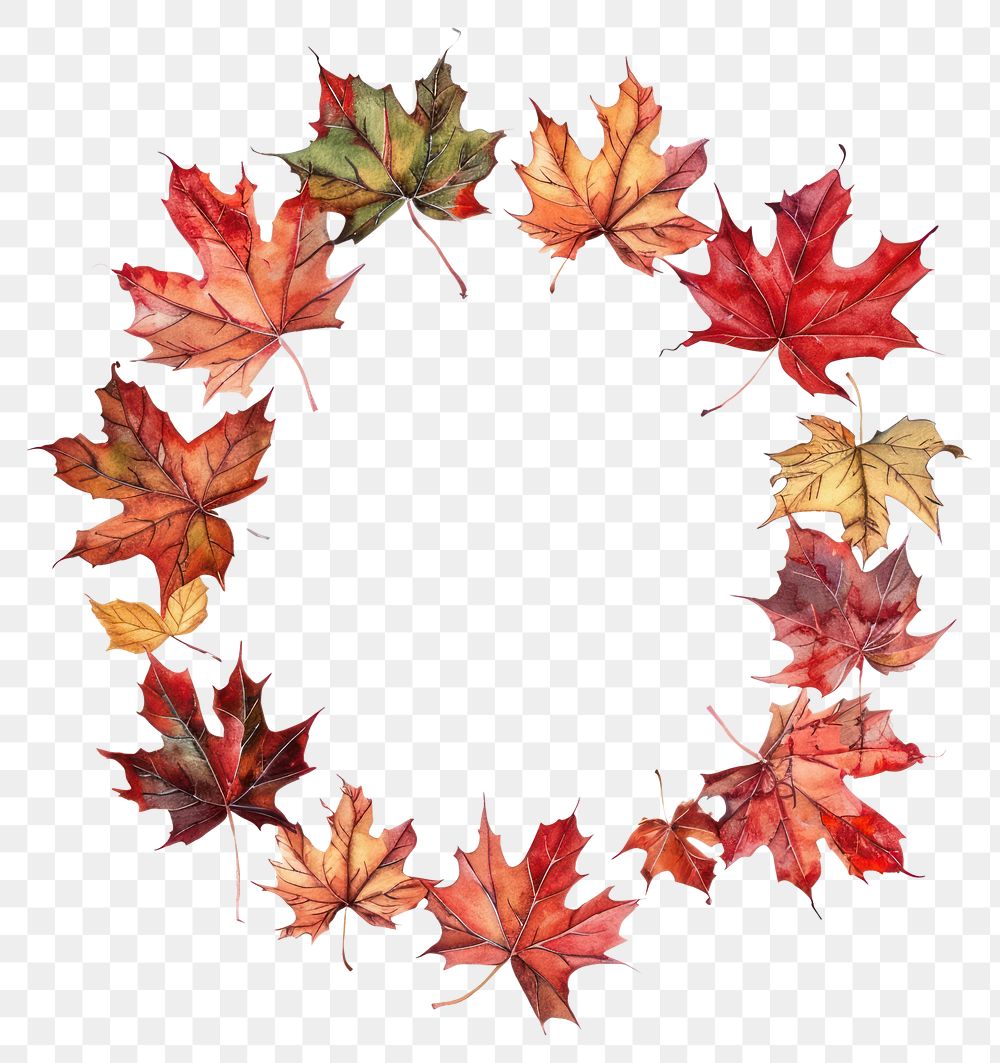 PNG Autumn leaves circle frame maple plant leaf.