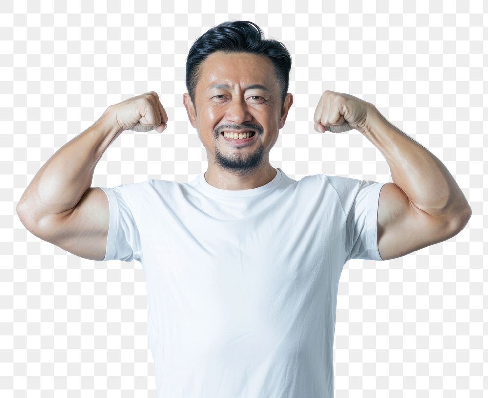 PNG Healthy asian man adult white background bodybuilding.