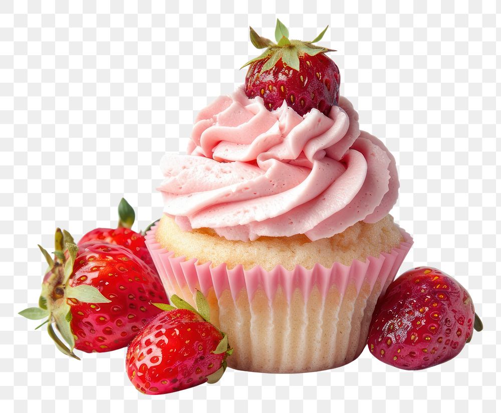 PNG Strawberry cupcake dessert fruit cream.