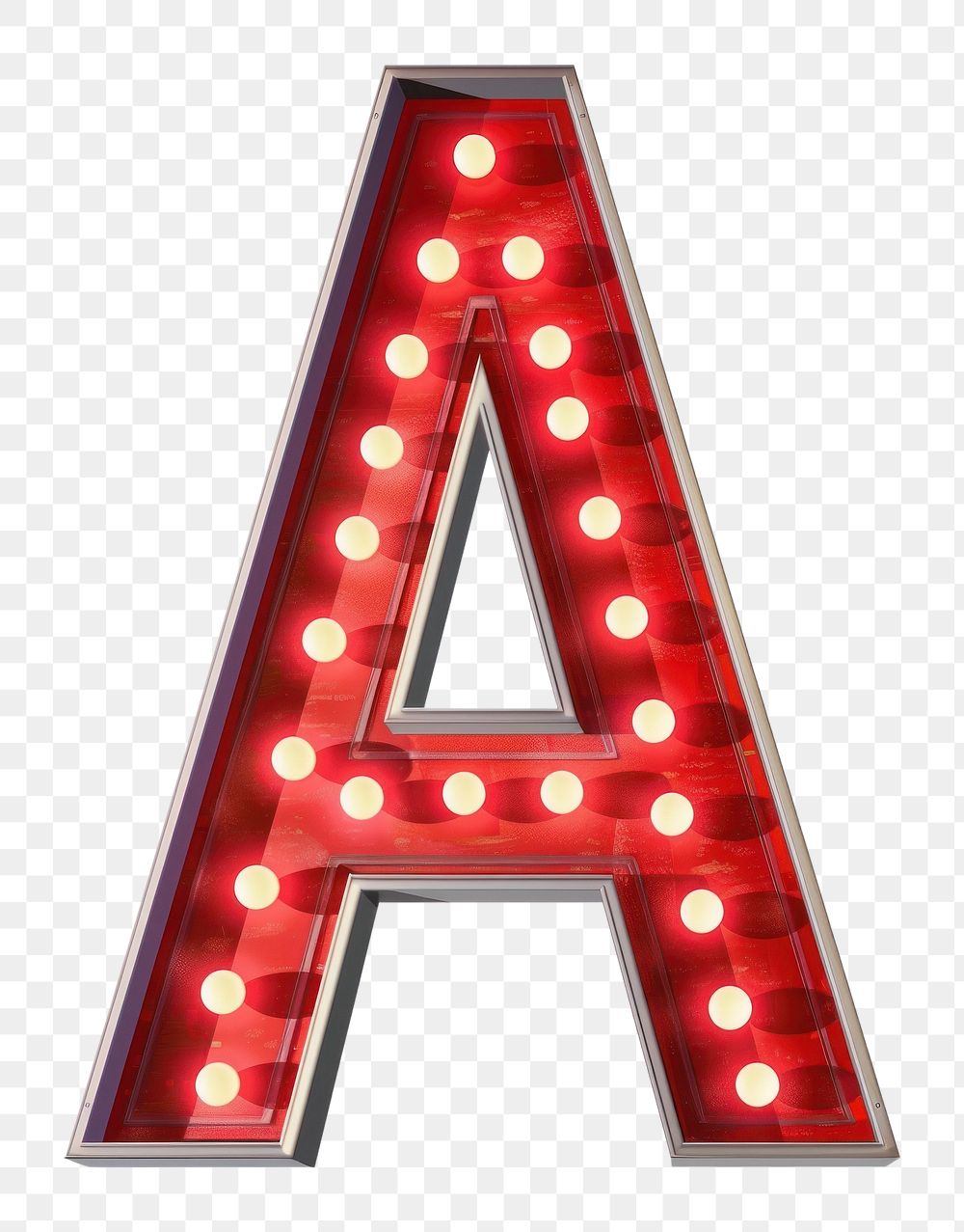Theater sign letter A light red white background.
