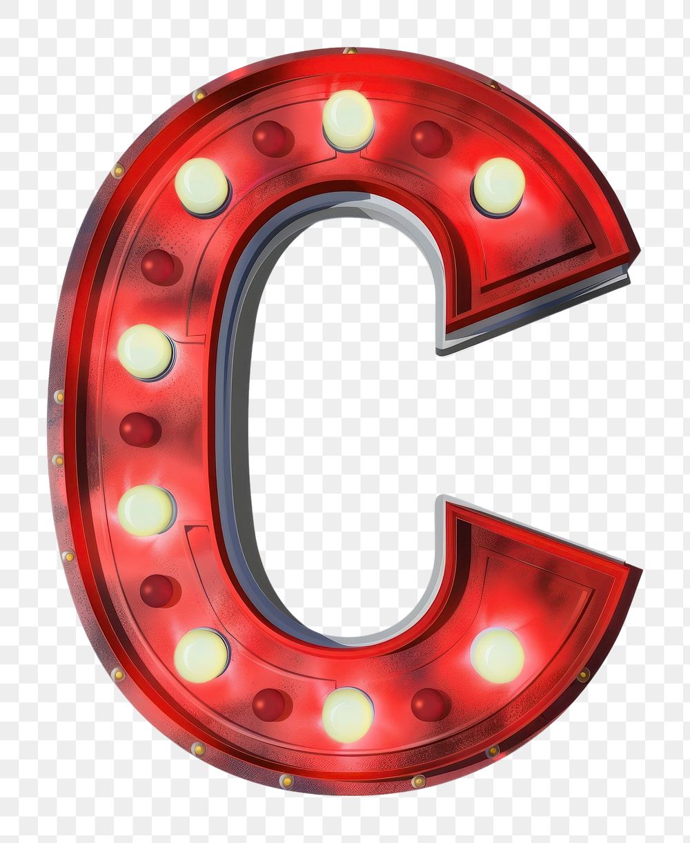 Theater sign letter C number text red.