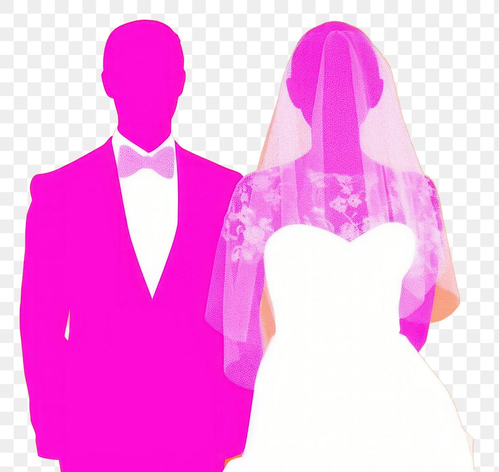 PNG Bride and groom fashion wedding purple.