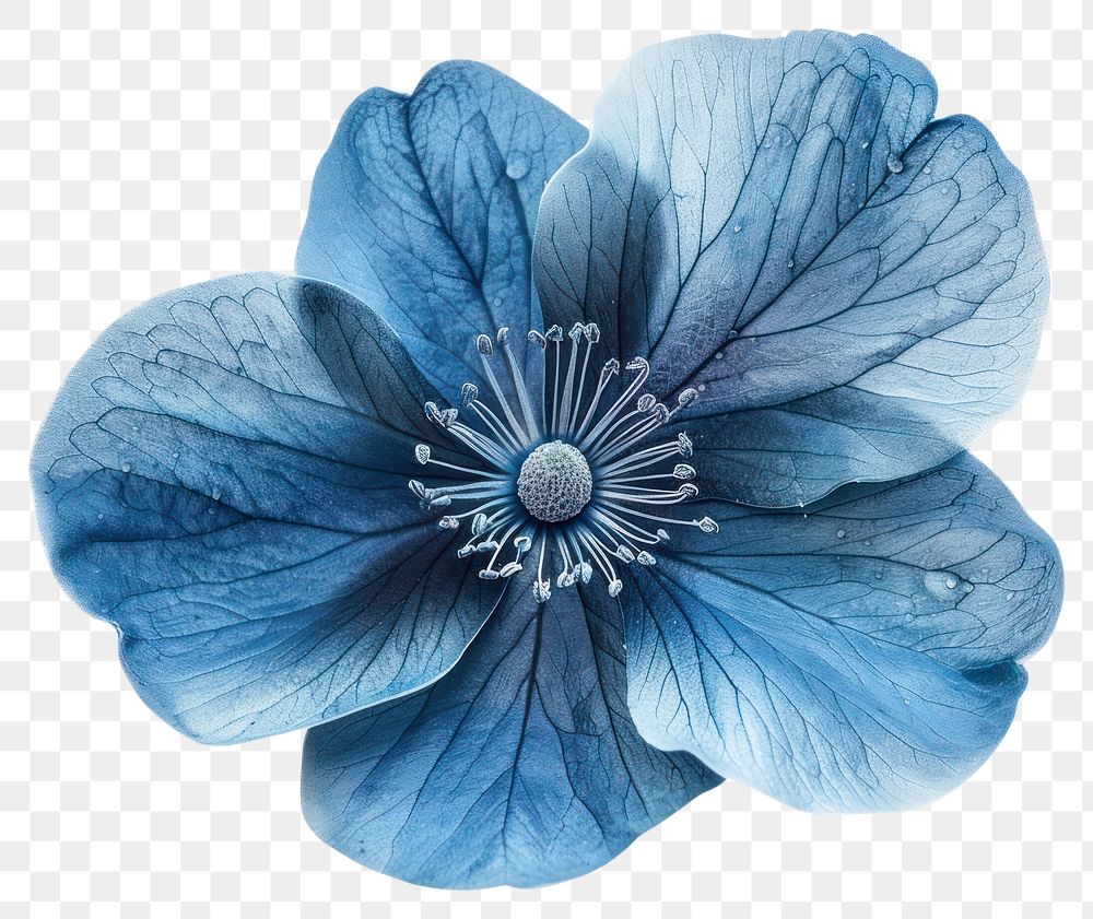 PNG Paper cut-out Blue flower geranium anemone.
