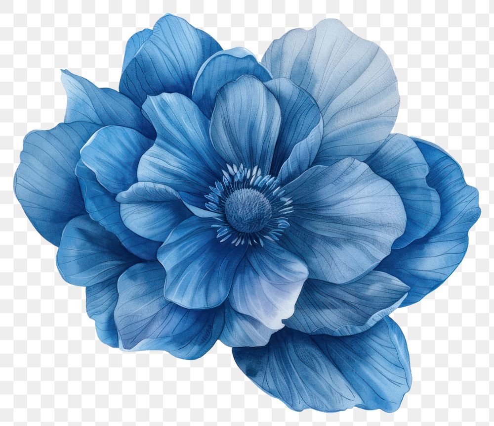 PNG Botanical illustration Blue flower blossom anemone
