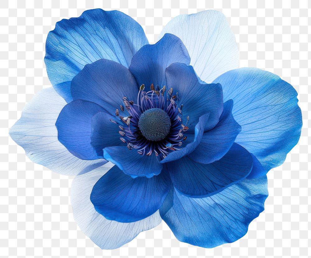 PNG Paper cut-out Blue flower anemone blossom.