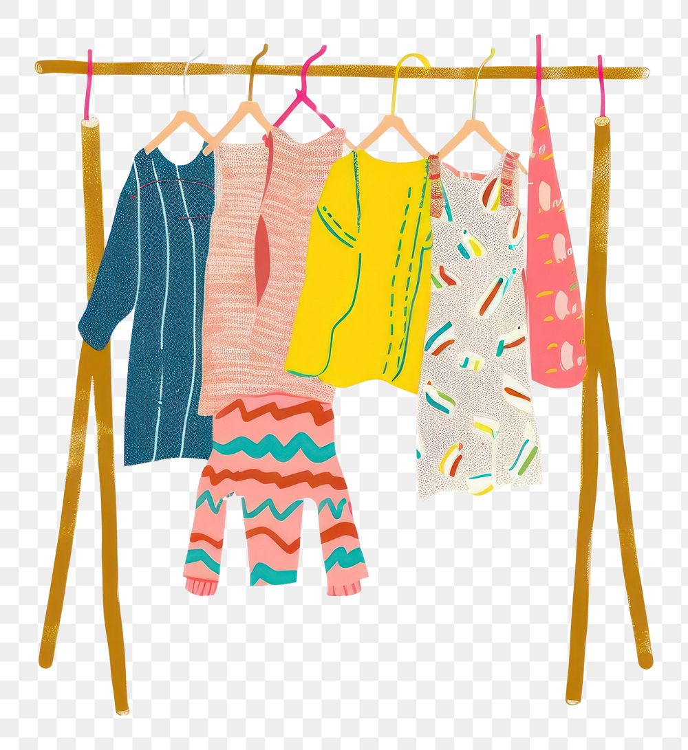 PNG Clothes on rack white background clothesline coathanger.
