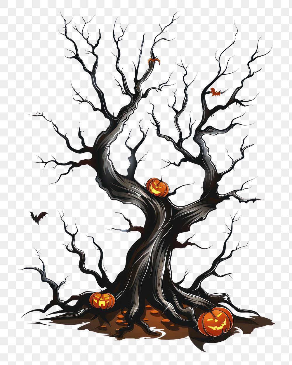 PNG Halloween tree halloween drawing sketch.