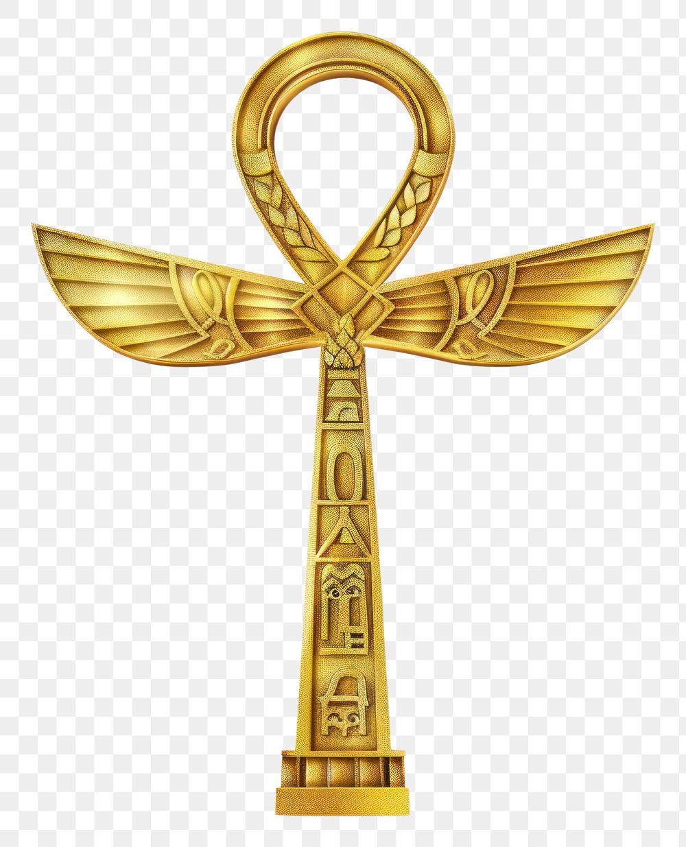 PNG Egyptian Ankh gold symbol cross white background.