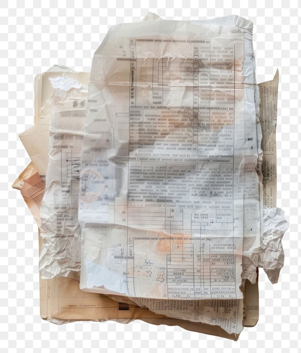 PNG Receipt white newspaper crumpled.