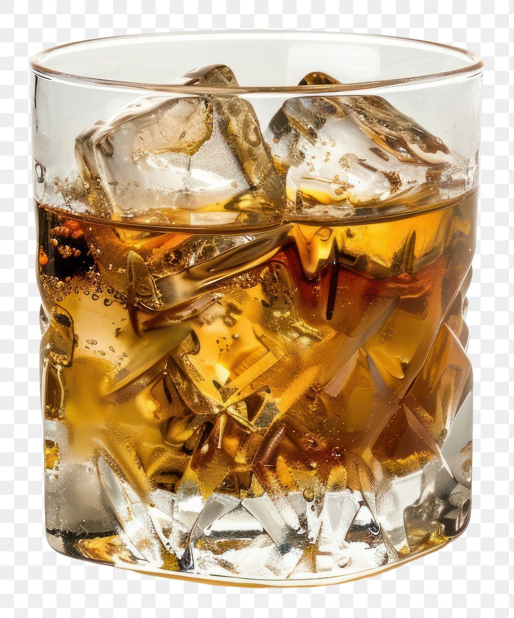 PNG Drink in glass whisky white background refreshment.
