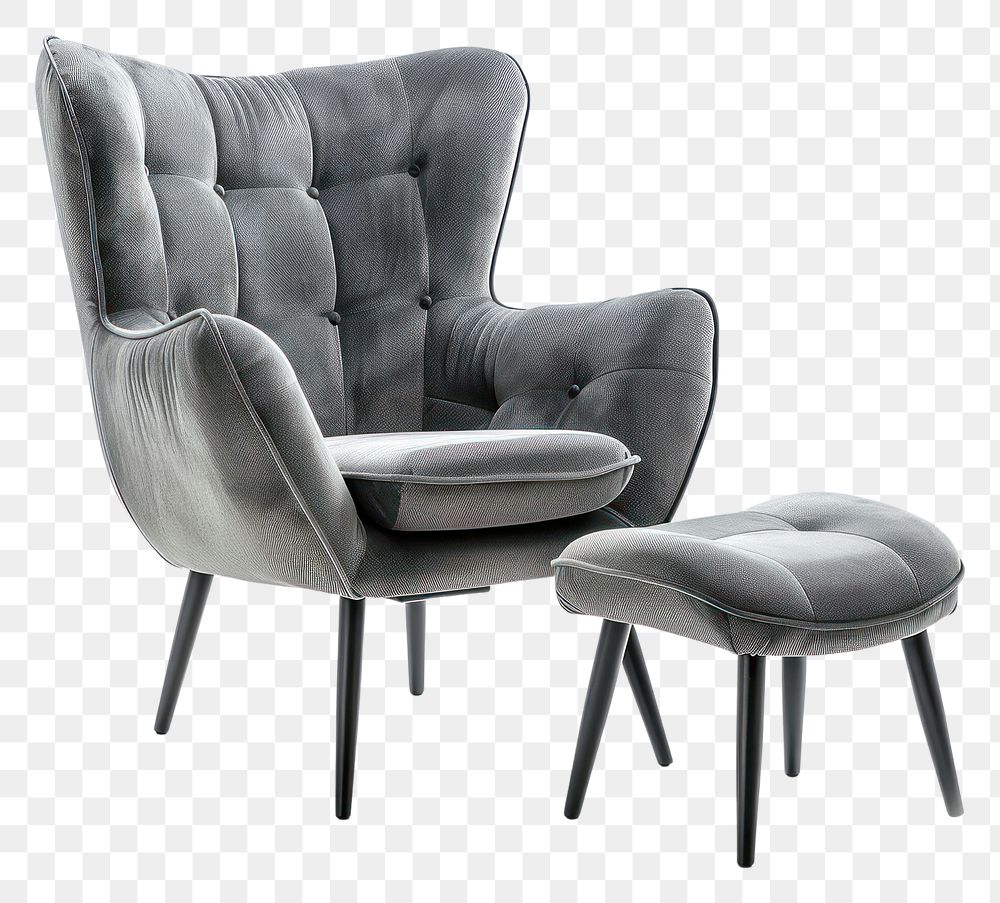 PNG Gray color armchair furniture white background comfortable