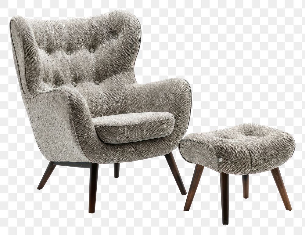 PNG Gray color armchair furniture textile white background