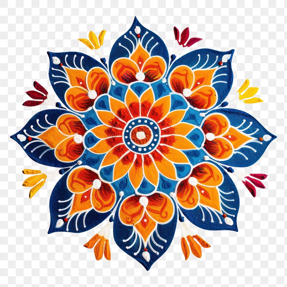 PNG Indian easy rangoli design pattern flower art.
