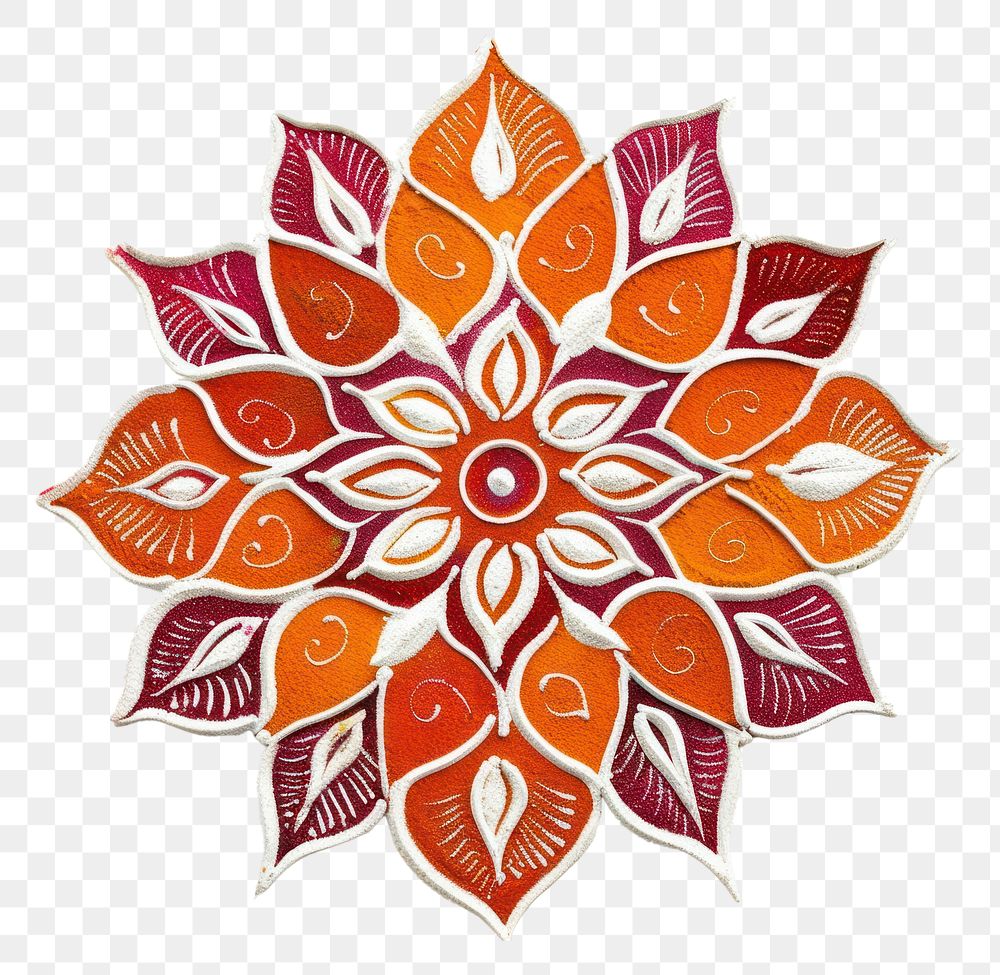PNG Indian easy rangoli design pattern leaf art.