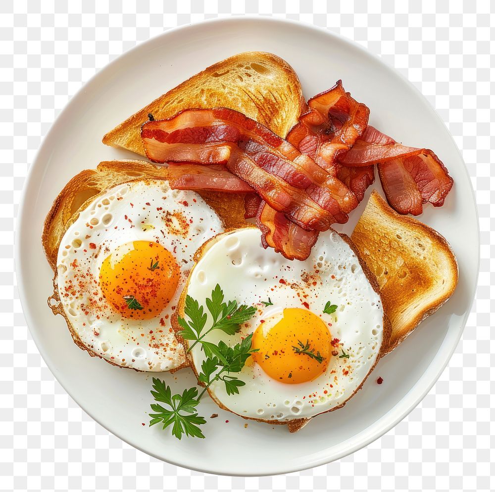 PNG Plate of breakfast plate egg brunch.
