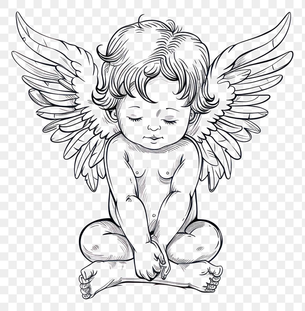 PNG Cherub doodle illustrated drawing | Premium PNG - rawpixel