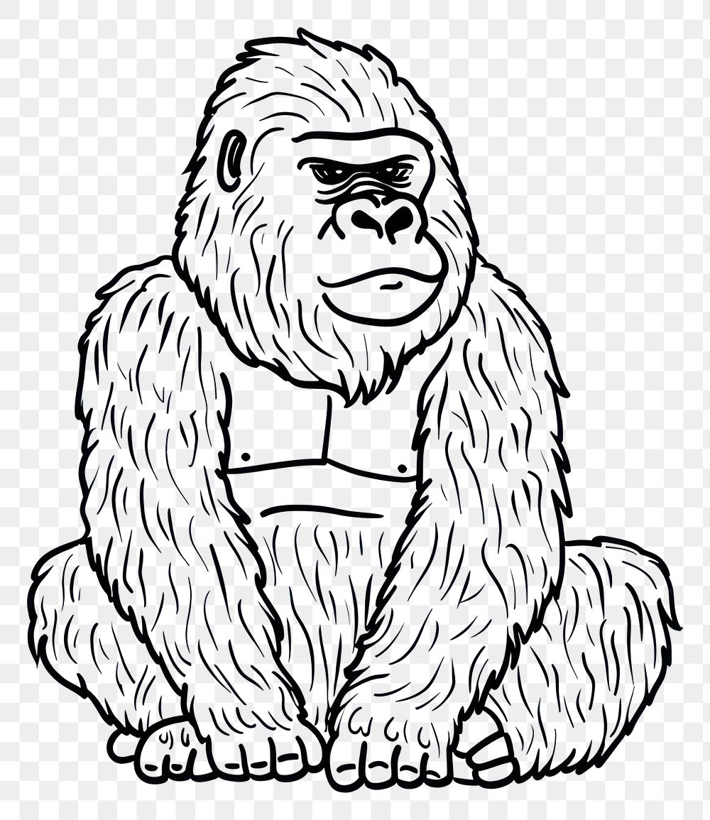 PNG Gorilla doodle drawing mammal sketch.