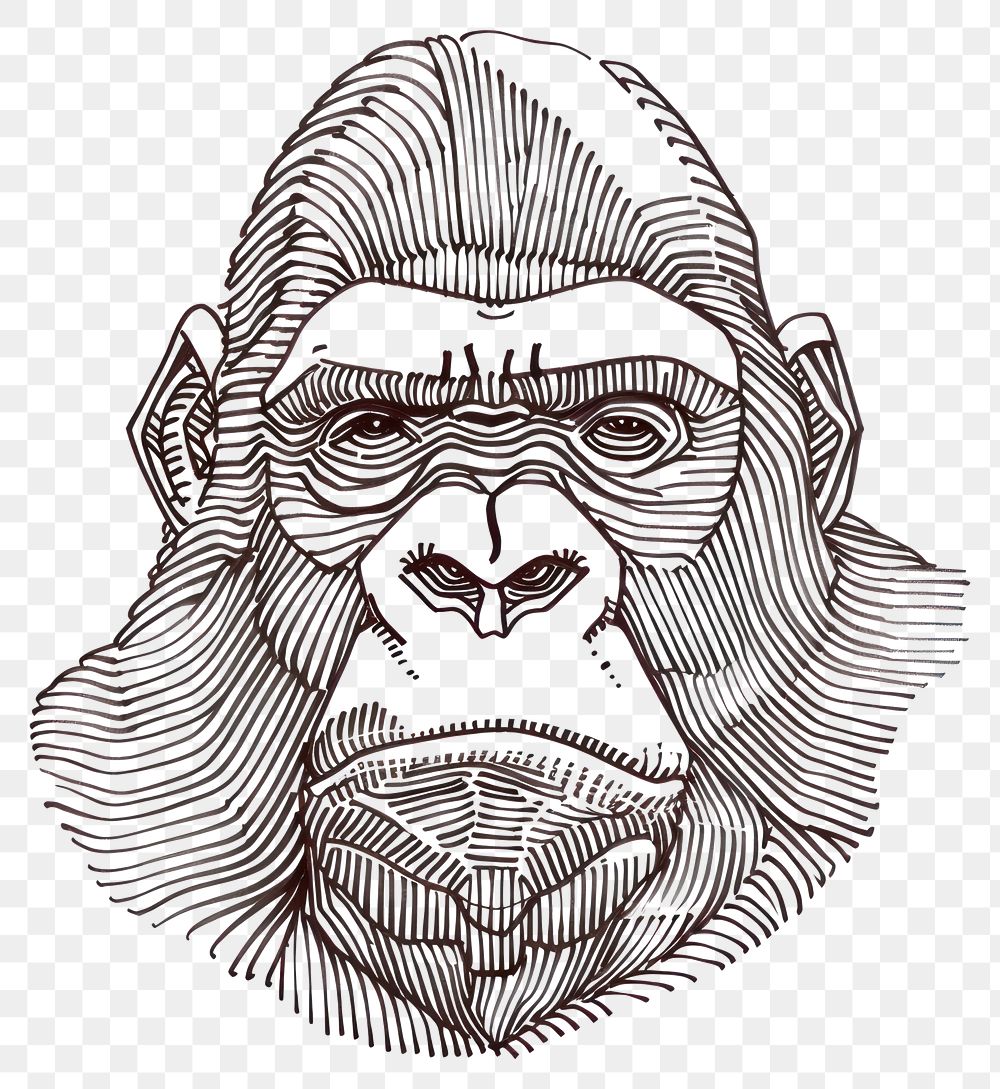 PNG Gorilla doodle drawing animal mammal.