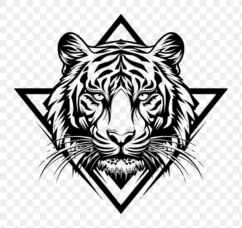 PNG Tiger logo stencil symbol.