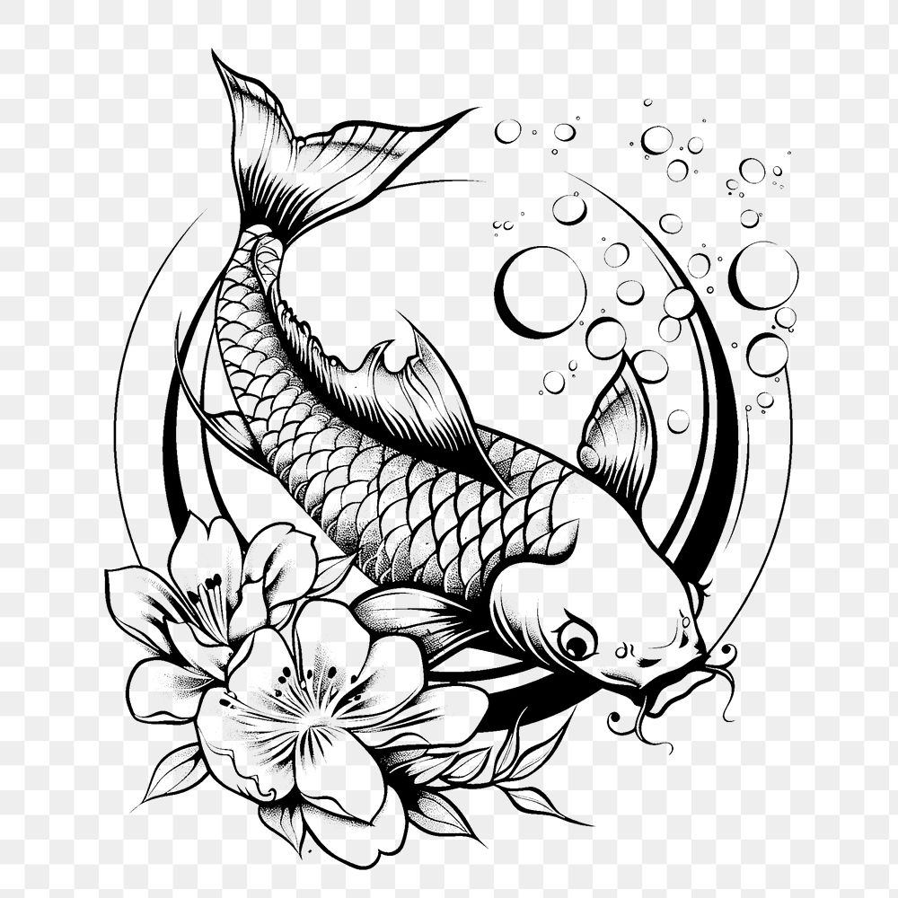 PNG Carp illustrated graphics pattern.