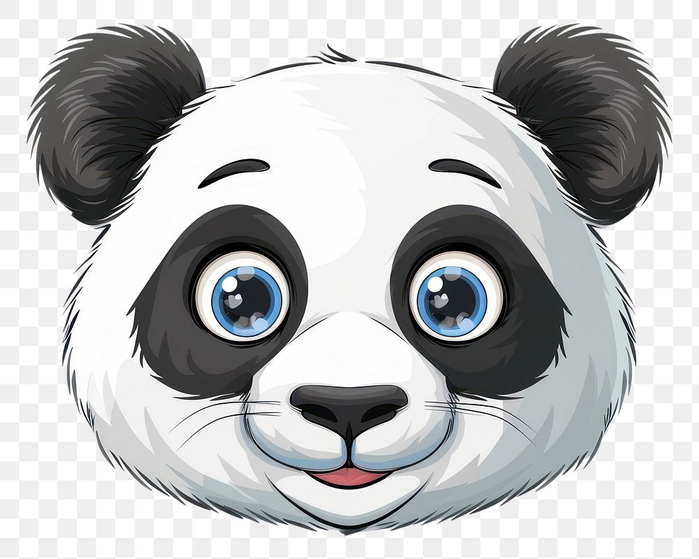 PNG Cute panda face drawing animal mammal.