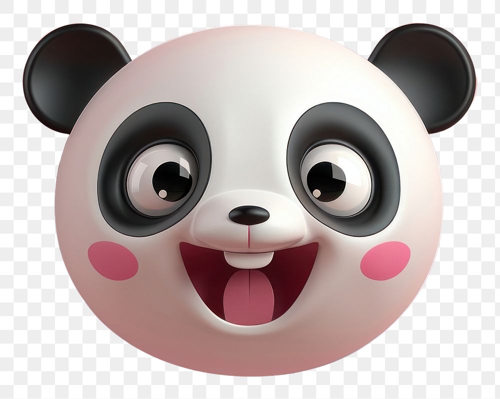 PNG Cute panda face cute toy anthropomorphic.