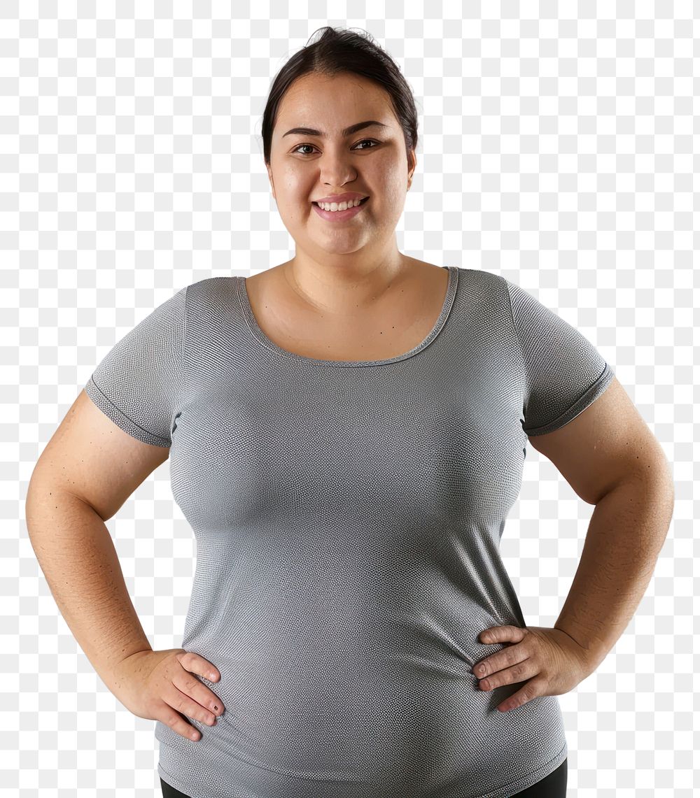 PNG Chubby woman t-shirt smile clothing.