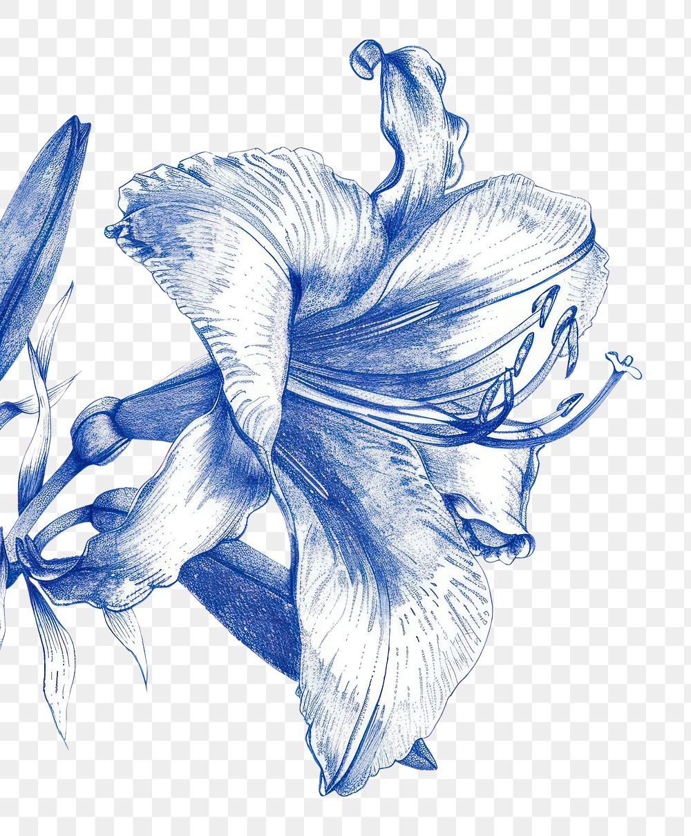 PNG Vintage drawing lily sketch flower paper