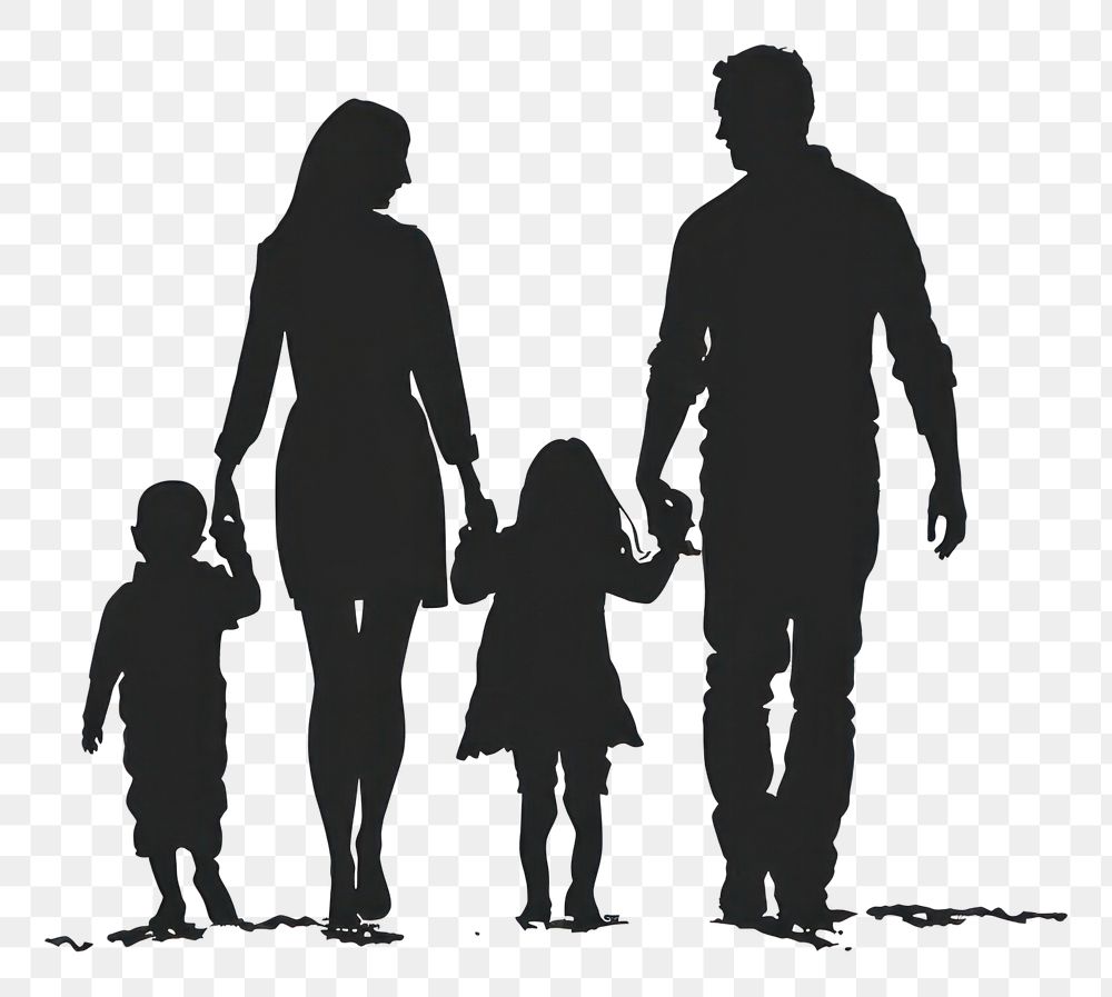 PNG Family silhouette clip art adult white background togetherness.