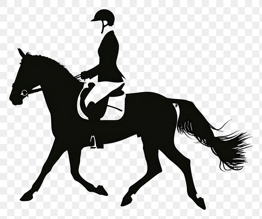 PNG Horse riding silhouette clip art animal mammal white background.