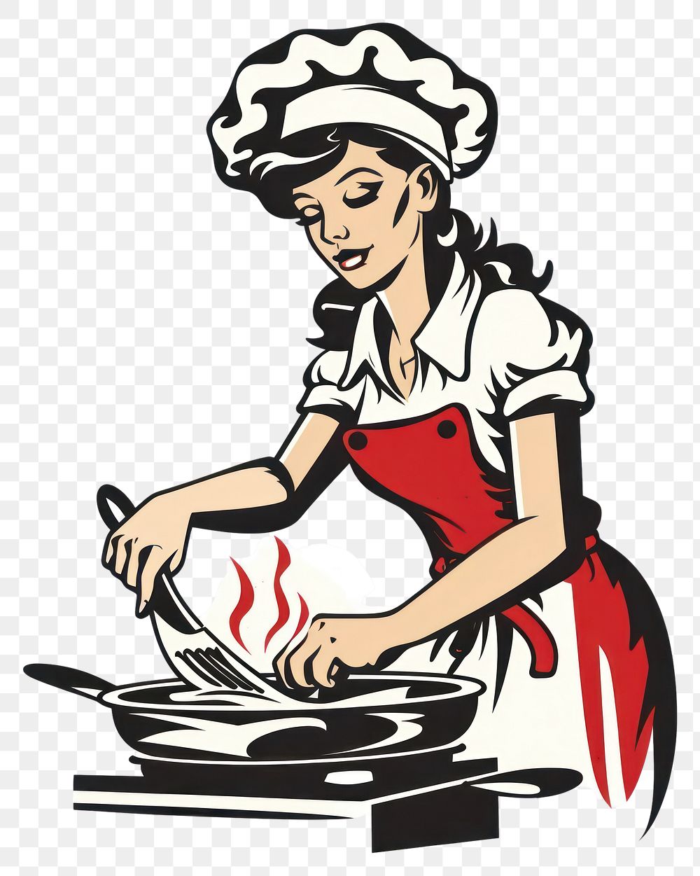 PNG Illustration of chef cooking appliance standing cookware.