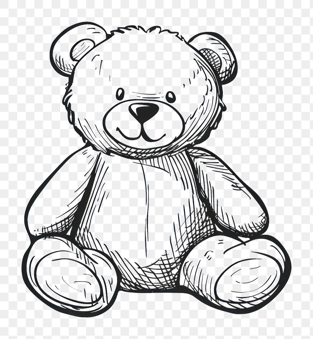 A teddy bear drawing illustrated sketch.