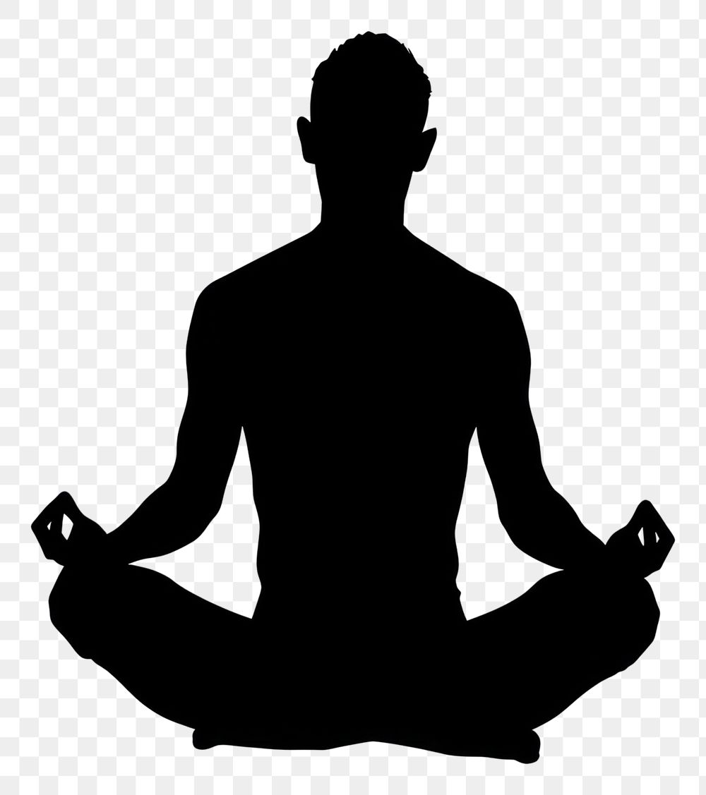 PNG Man mannequin meditate silhouette clip art sports yoga white background.