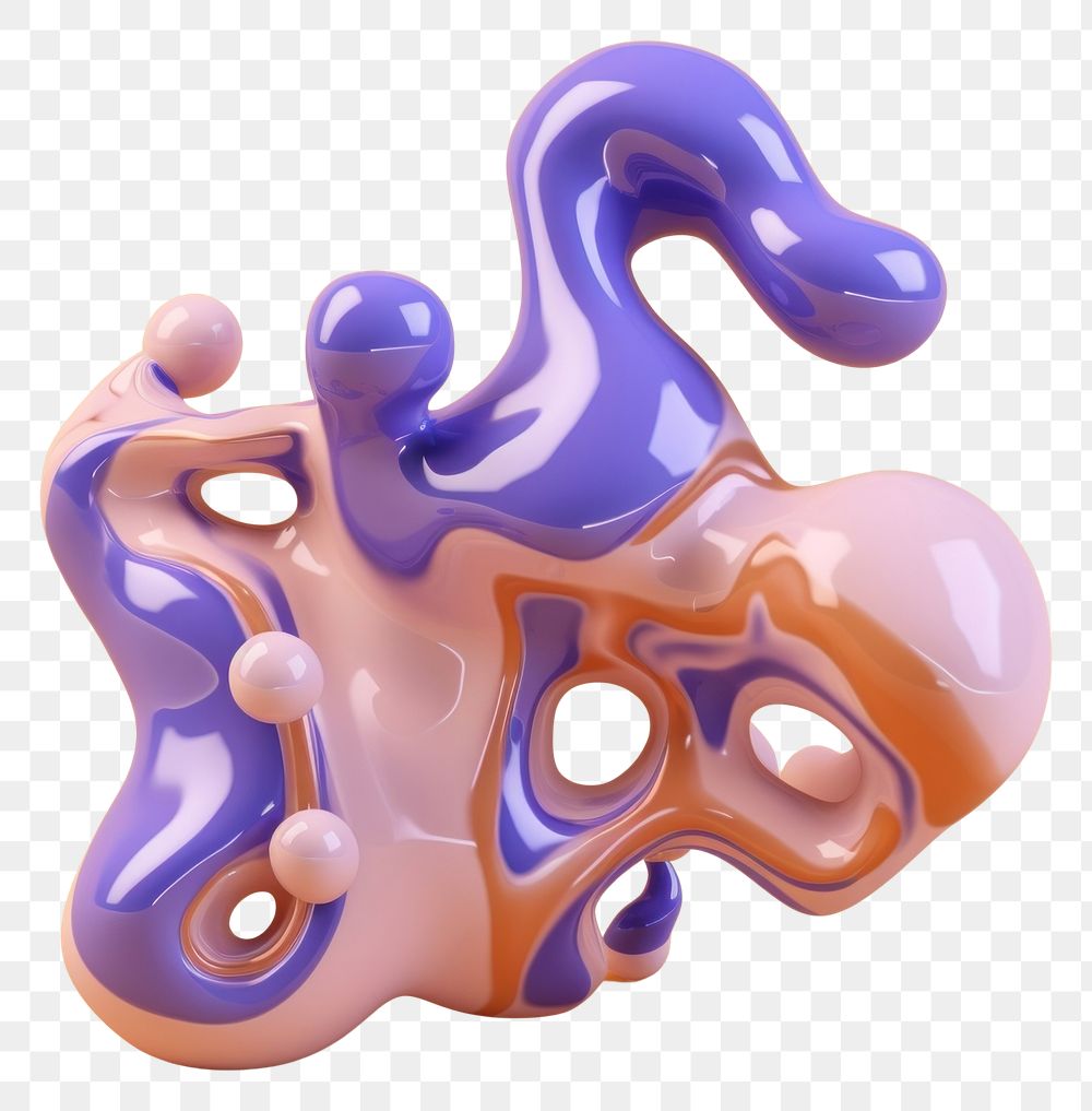 PNG 3d render of abstract fluid shape represent of basic shape confectionery figurine balloon.