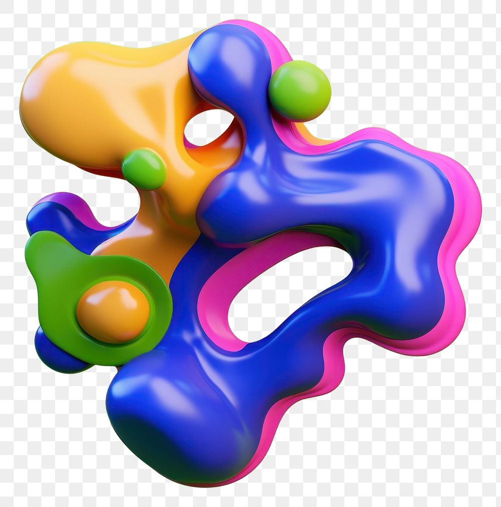 PNG 3d render of abstract fluid shape represent of basic shape balloon purple symbol.