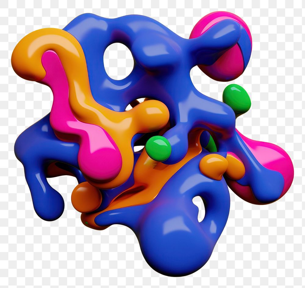 PNG 3d render of abstract fluid shape represent of basic shape graphics balloon art.