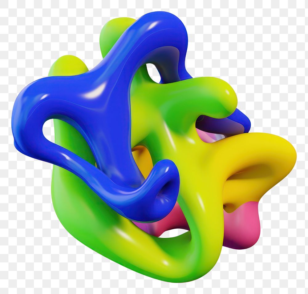 PNG 3d render of abstract fluid shape represent of basic shape balloon toy.