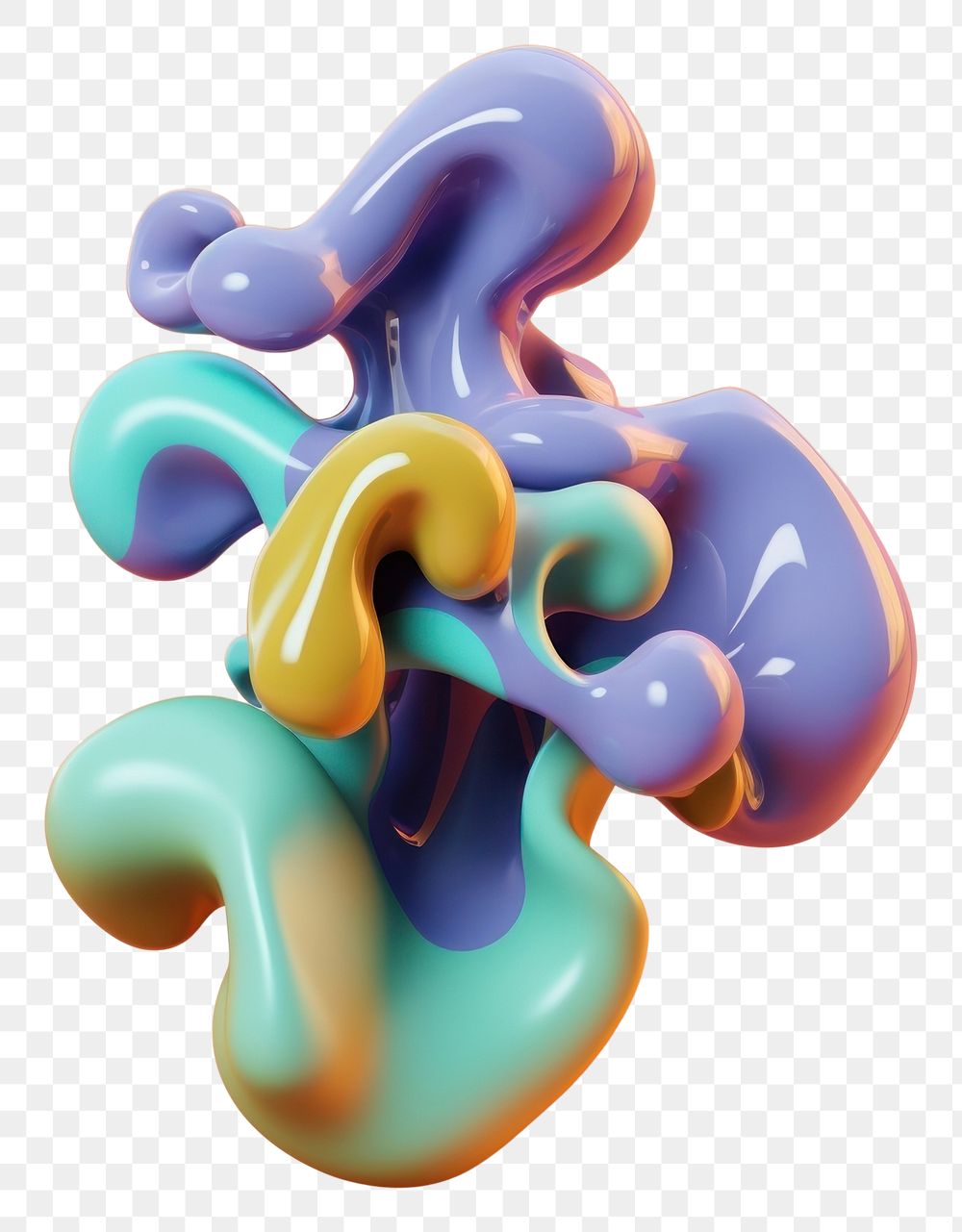 PNG 3d render of abstract fluid shape represent of basic shape figurine balloon.