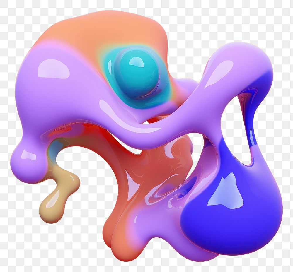 PNG 3d render of abstract fluid shape represent of basic shape graphics balloon purple.