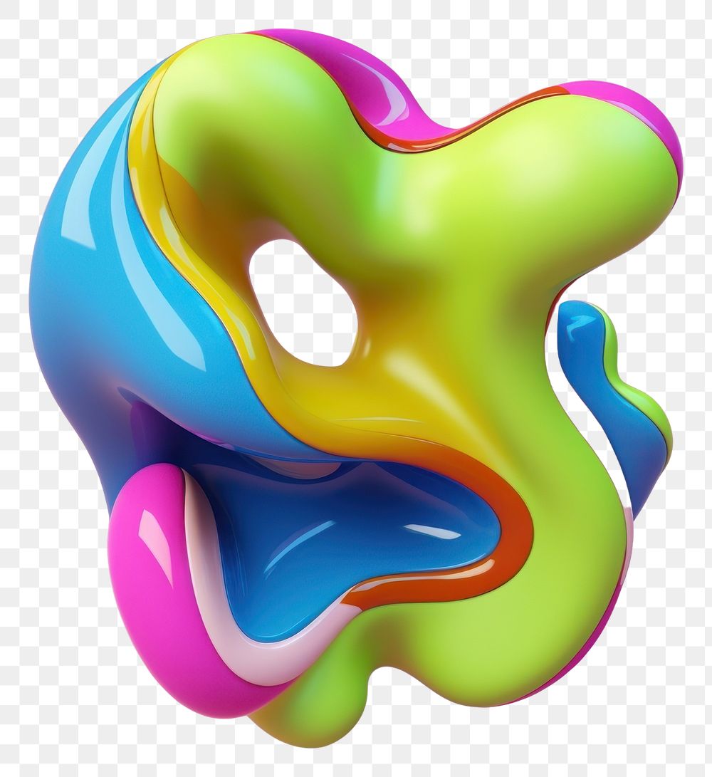 PNG 3d render of abstract fluid shape represent of basic shape confectionery balloon cricket.