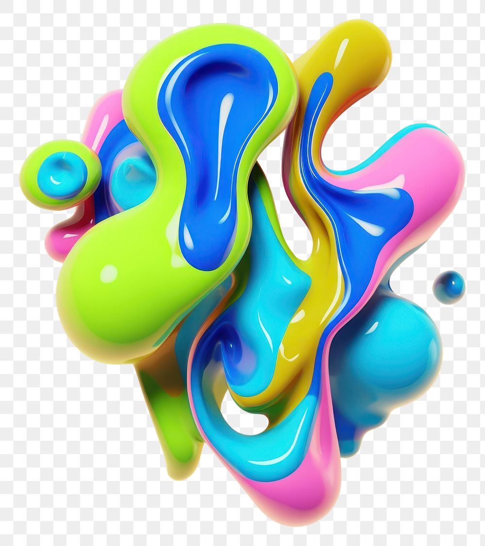PNG 3d render of abstract fluid shape represent of basic shape confectionery graphics balloon.